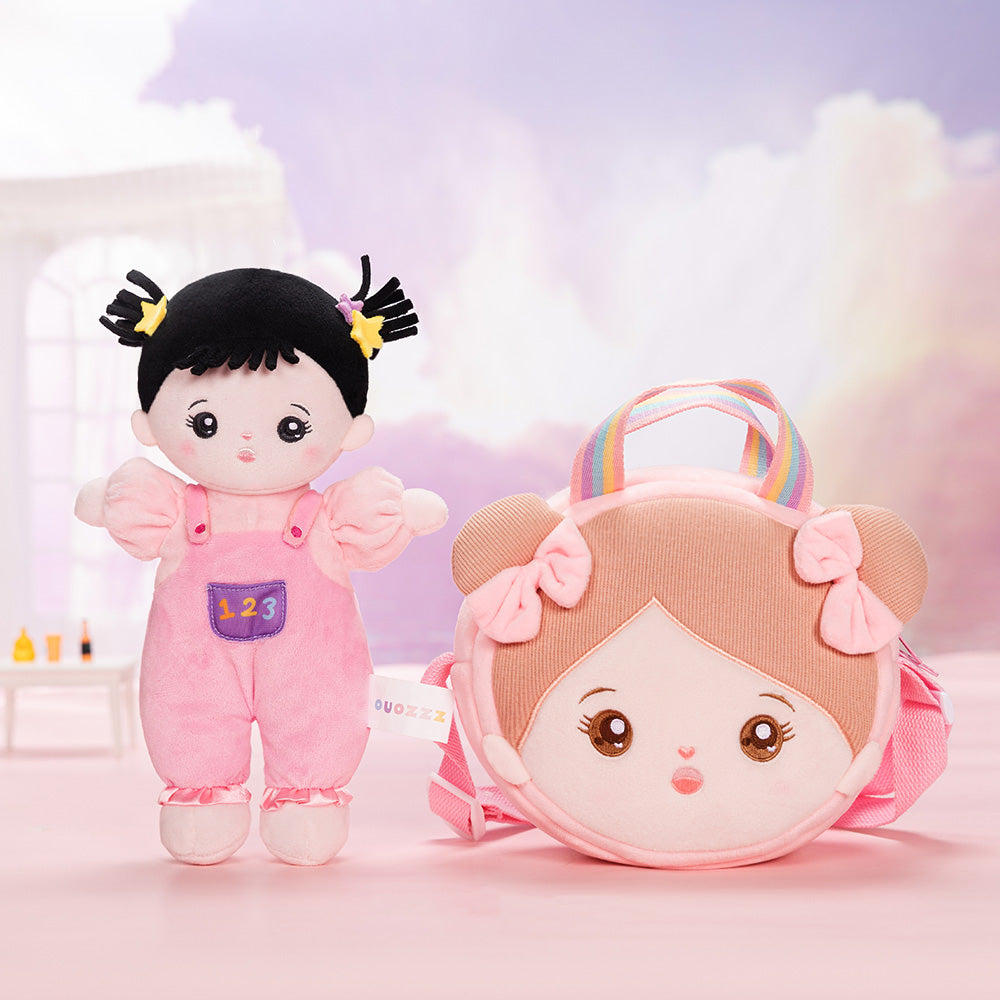 Personalized Black Hair Mini Plush Baby Girl Doll –