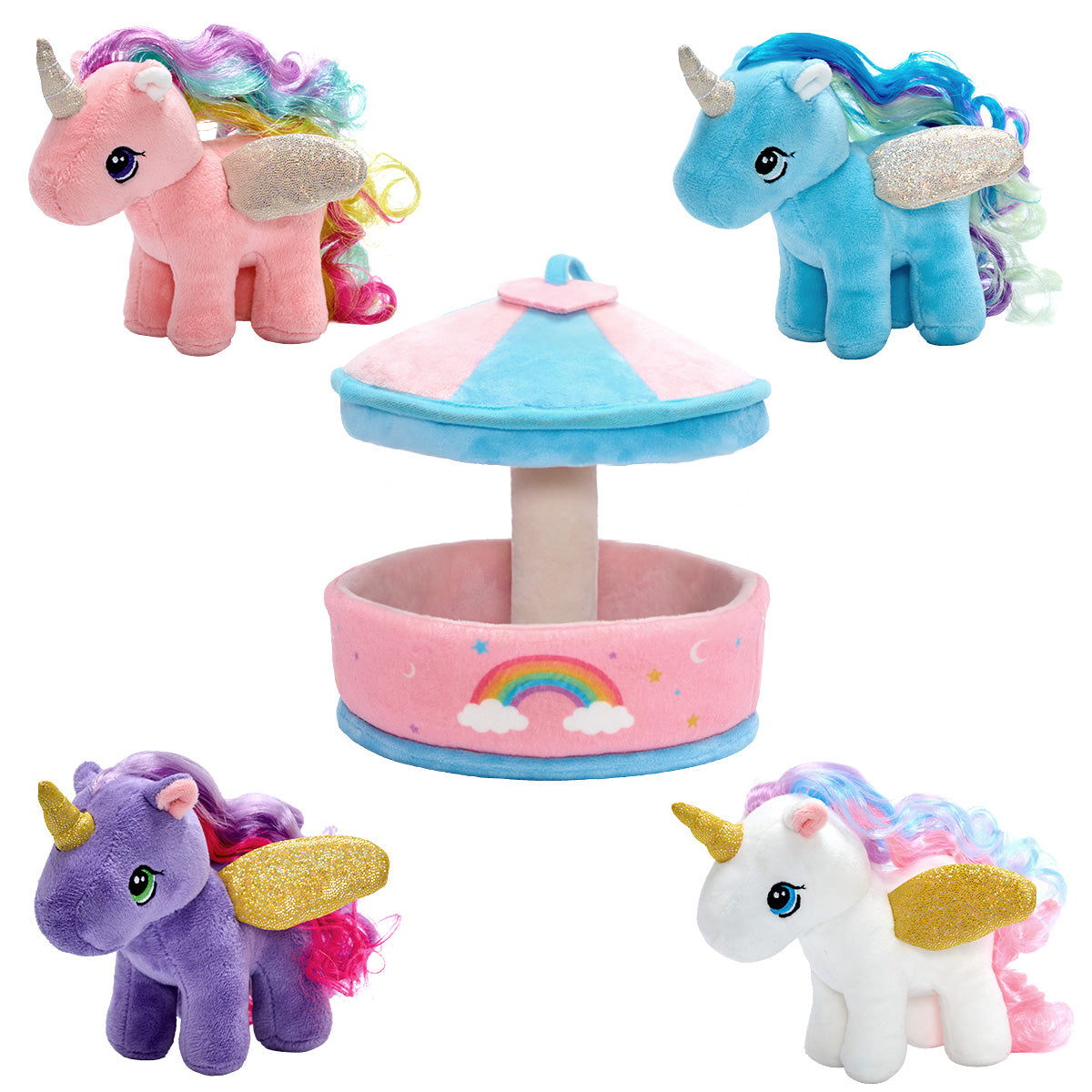 Unicorn Carousel Plush Toy Set