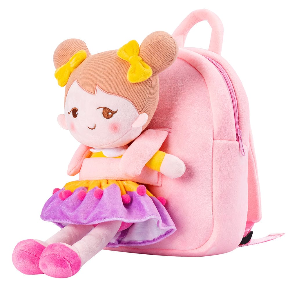 Toddler Pink Backpack with Doll Carrier Personalized For Baby Girls Pink backpack With Sweet Doll Ouozzz GB.ouozzzshop