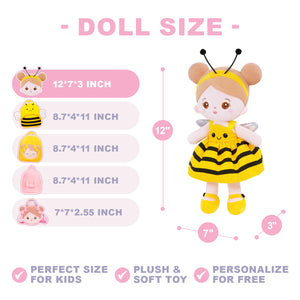 Personalized Yellow Bee Plush Baby Girl Doll