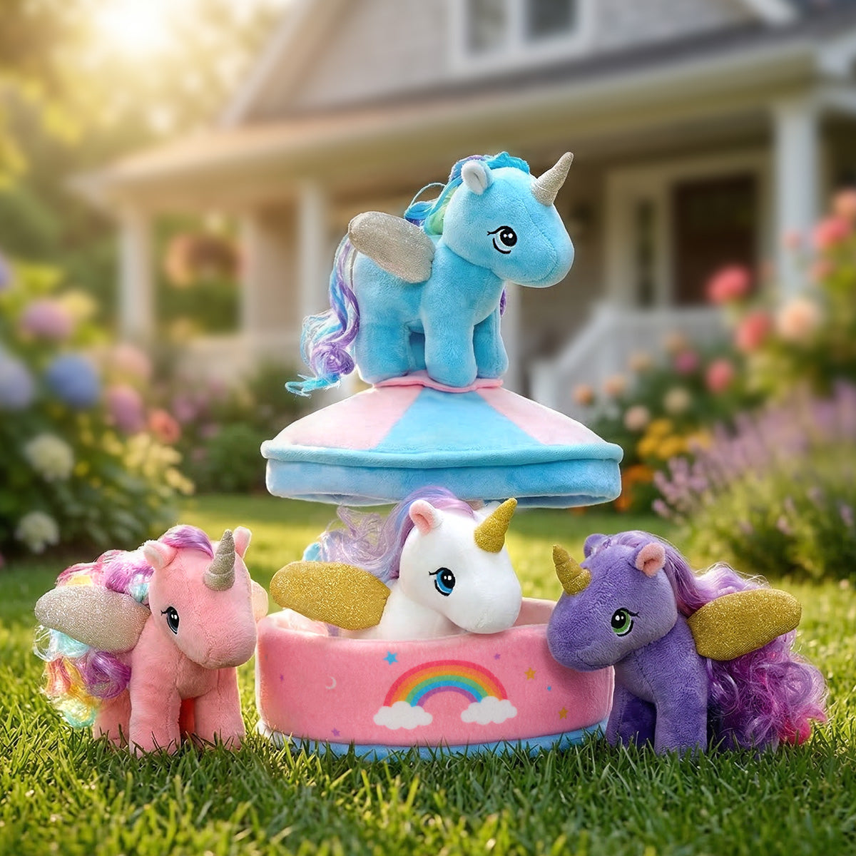 Unicorn Carousel Plush Toy Set