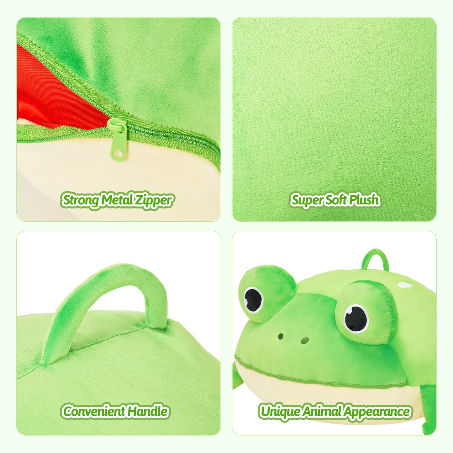 Frog Shaped Toy Storage Bag with Tongue Sticking Out Play Mat