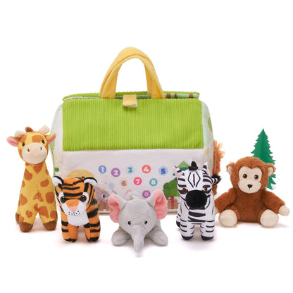 Personalized Plush Mini Zoo Toy Set with 5 Wild Stuffed Animal