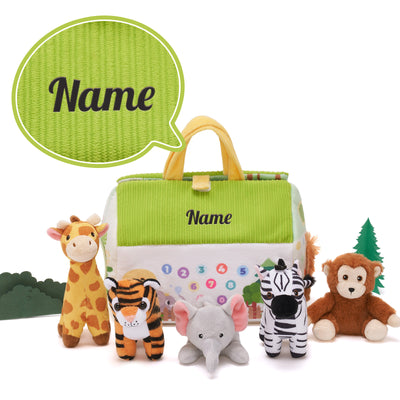 Personalized Plush Mini Zoo Toy Set with 5 Wild Stuffed Animal
