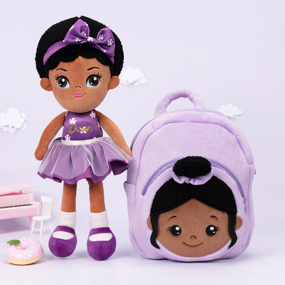Personalized Deep Skin Tone Plush Doll & Backpack Giftset