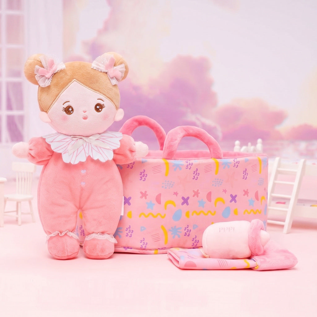 Personalized Pink Mini Plush Rag Baby Doll & Gift Set