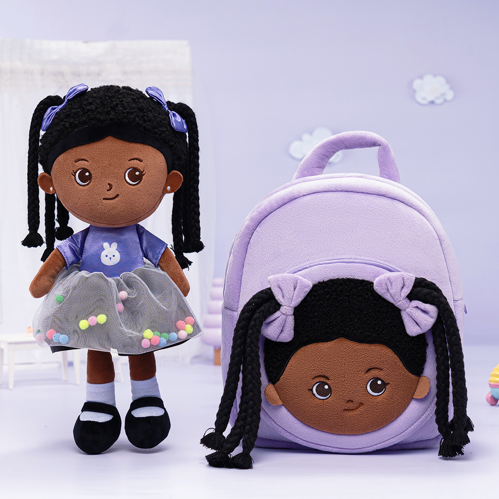 Personalized Purple Deep Skin Tone Plush Ash Doll + Backpack