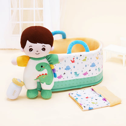 Mini Personalized Dinosaur White Skin Boy Plush Doll & Gift Set