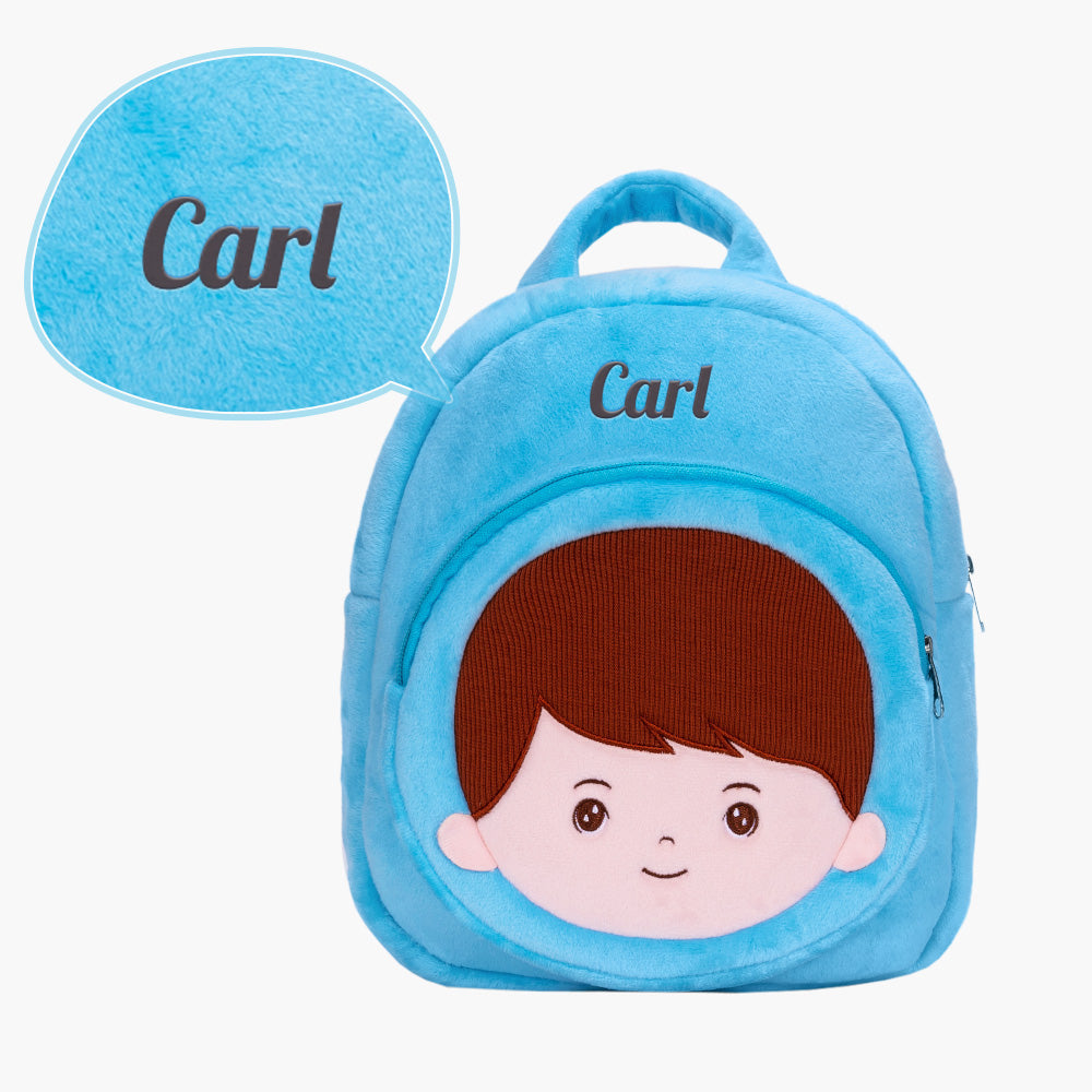 Personalized Curly Hair & Freckle Face Boy Doll + Backpack