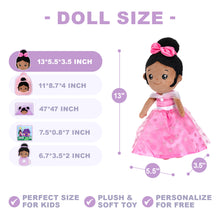 Load image into Gallery viewer, Personalized Deep Skin Tone Plush Princess Pink Doll + Backpack