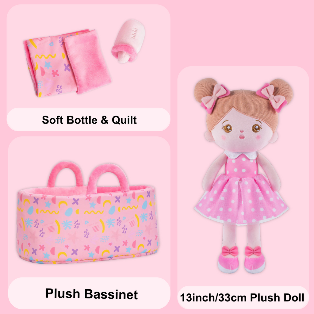 Personalized 33cm Plush Doll with Bassinet Accessories