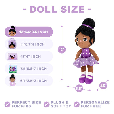 Personalized Deep Skin Tone Plush Doll Purple Nevaeh