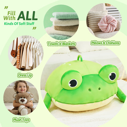 Frog Shaped Toy Storage Bag with Tongue Sticking Out Play Mat