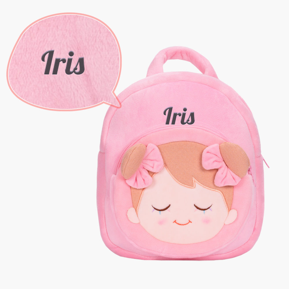 Personalized Iris Red Dress Girl Doll and Backpack