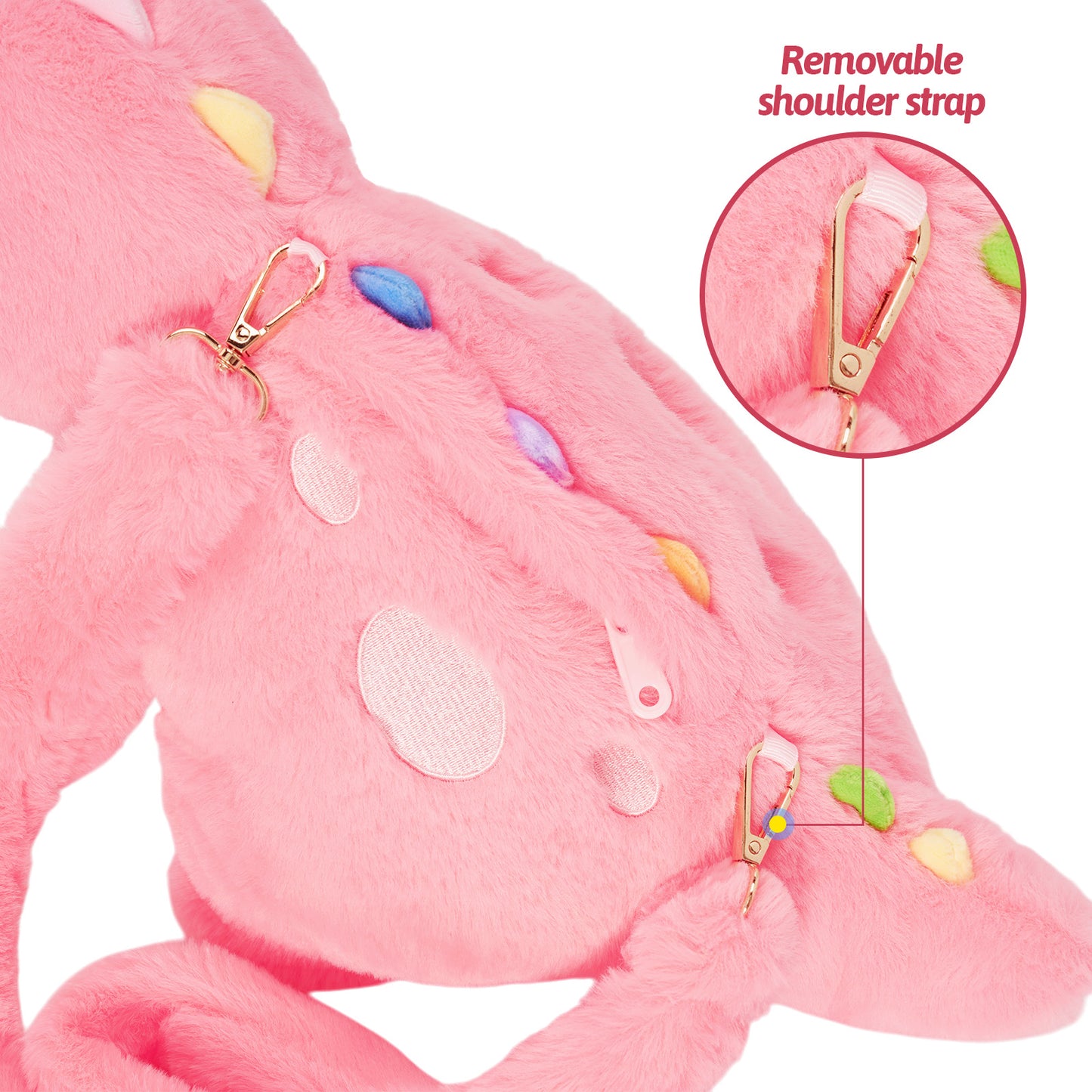 Pink T Rex Dinosaur Plush Toy with Babies, with Crossbody Strap