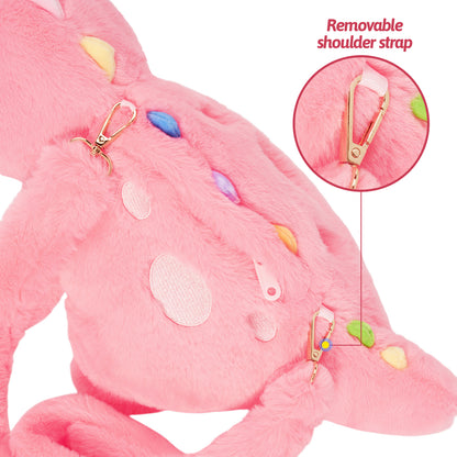 Pink T Rex Dinosaur Plush Toy with Babies, with Crossbody Strap