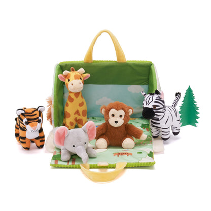Personalized Plush Mini Zoo Toy Set with 5 Wild Stuffed Animal