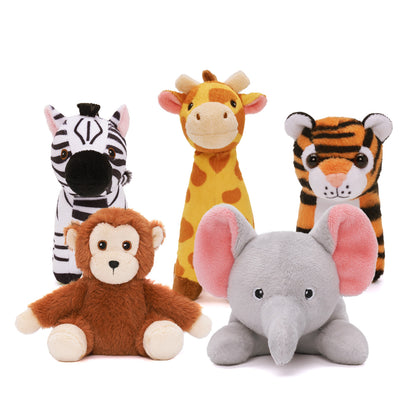 Personalized Plush Mini Zoo Toy Set with 5 Wild Stuffed Animal