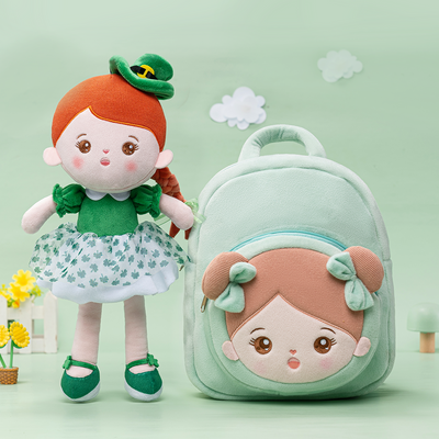 Personalized Abby Green Hat Girl Doll + Backpack