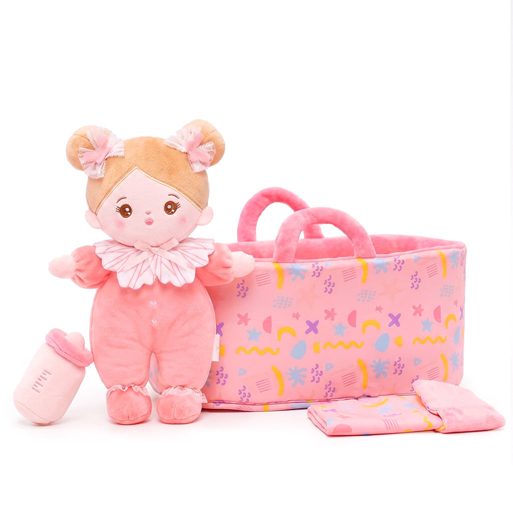 Personalized Pink Mini Plush Rag Baby Doll & Gift Set