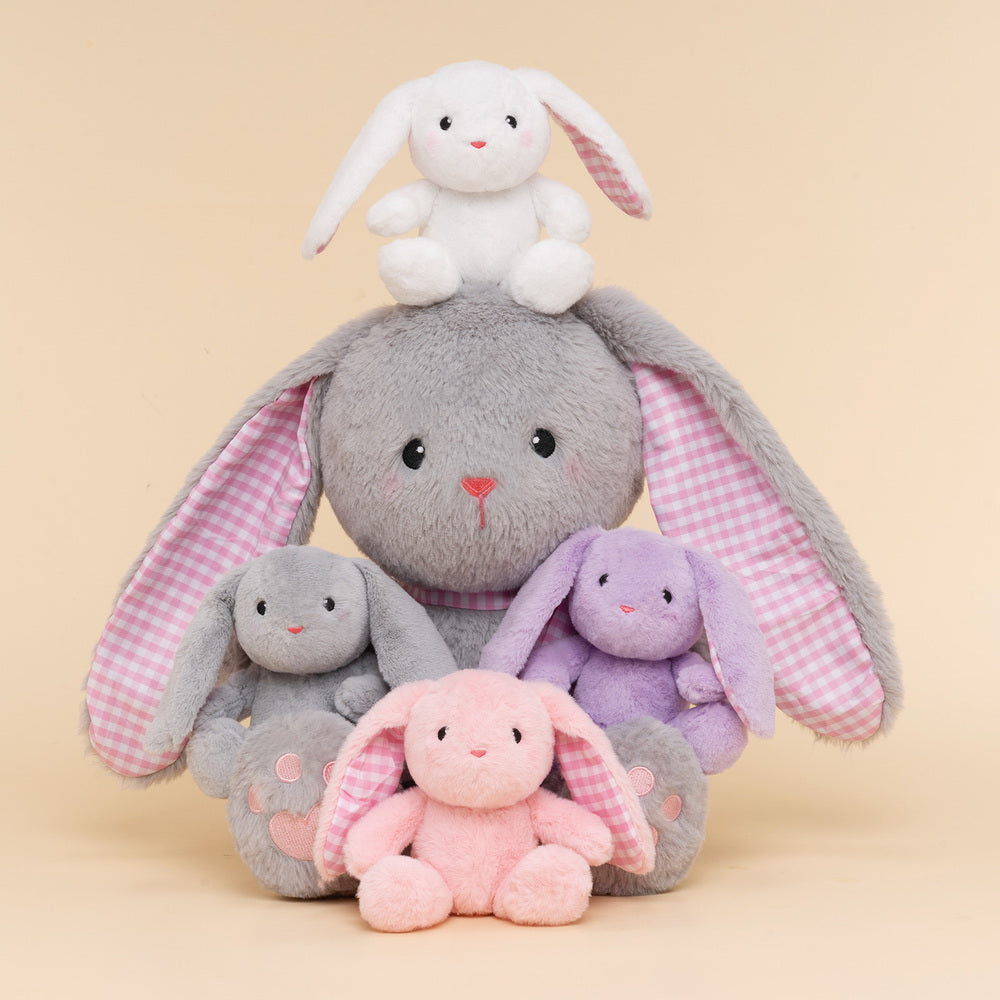 Rabbit Family with 4 Babies Plush Playset Animals Stuffed Gift Set for Toddler
