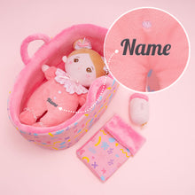 Load image into Gallery viewer, Personalized Pink Mini Plush Rag Baby Doll &amp; Gift Set