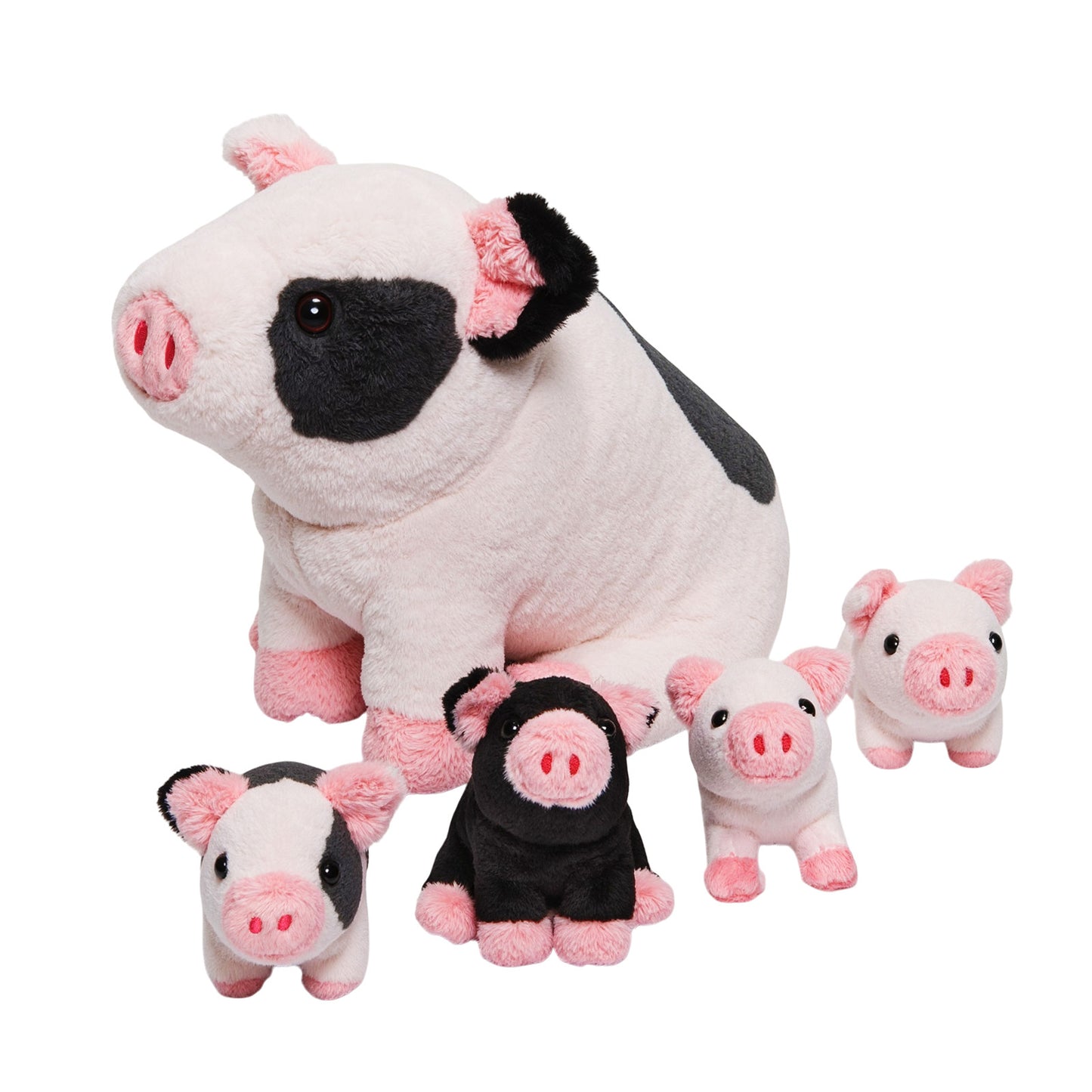 Spotted Pig Mommy Stuffed Animal Set with 4 Piglets Inside