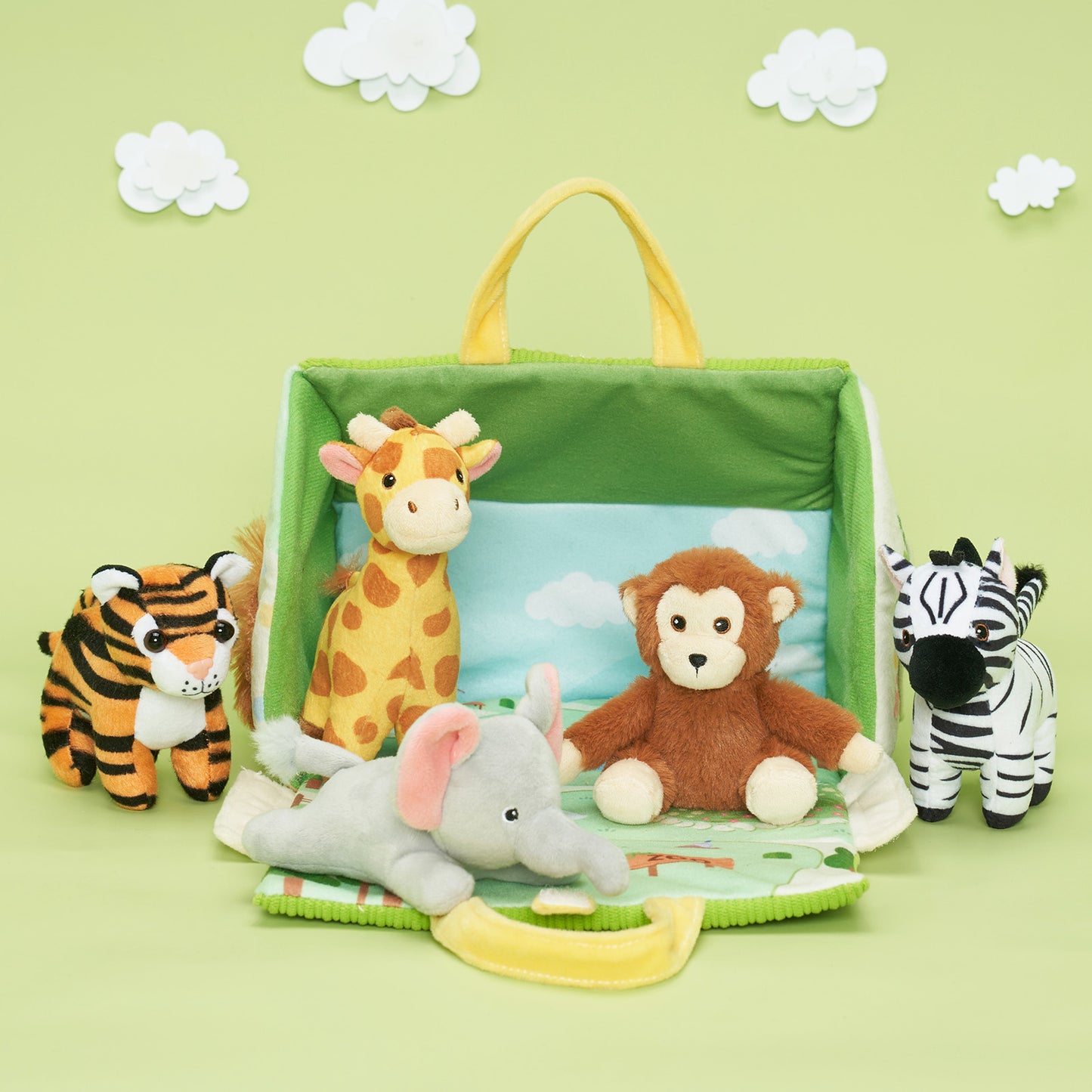 Personalized Plush Mini Zoo Toy Set with 5 Wild Stuffed Animal