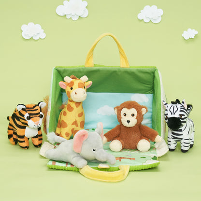 Personalized Plush Mini Zoo Toy Set with 5 Wild Stuffed Animal