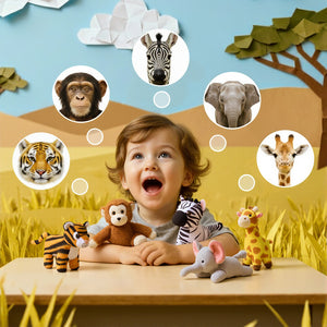 Personalized Plush Mini Zoo Toy Set with 5 Wild Stuffed Animal