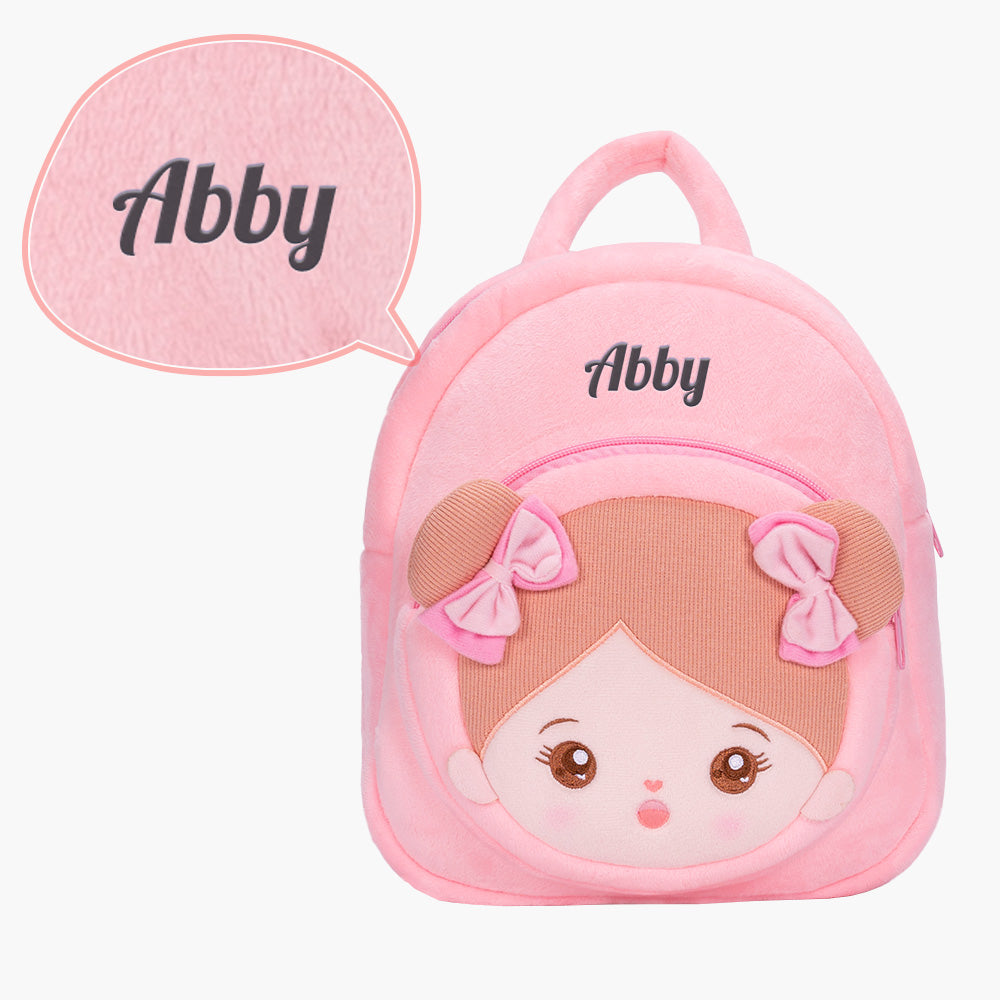 Personalized Pink Dot Girl Doll + Backpack