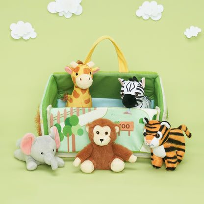 Personalized Plush Mini Zoo Toy Set with 5 Wild Stuffed Animal