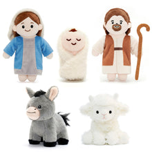 Load image into Gallery viewer, Soft Nativity Playset - Plush Manger with Holy Family &amp; Animals