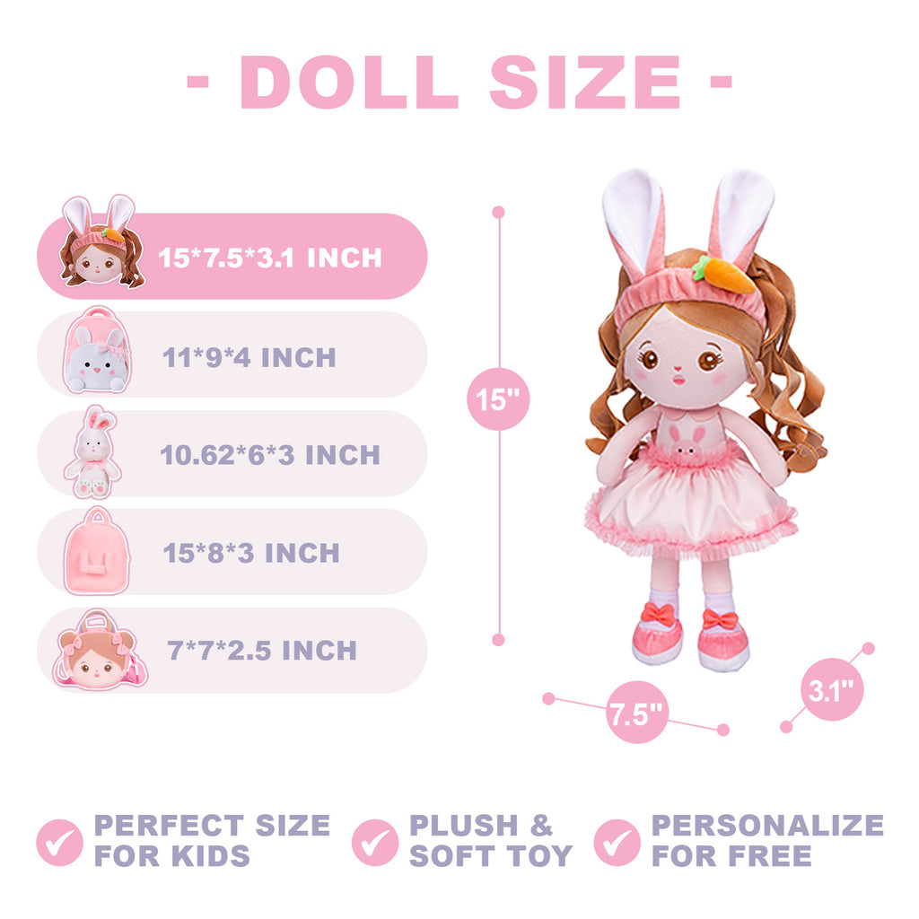 Personalized Big Ears Bunny Plush Baby Girl Doll