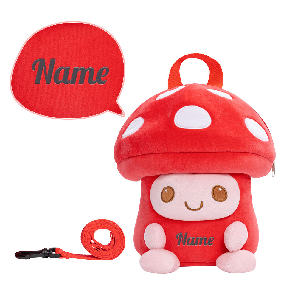 Personalized Red Mushroom Plush Backpack