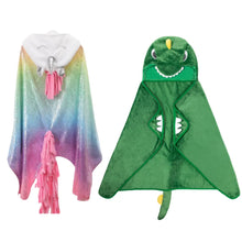 Load image into Gallery viewer, Ultra Soft Hooded Blanket - Dinosaur &amp; Unicorn