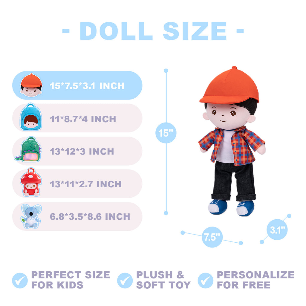 Personalized Plaid Jacket Plush Baby Boy Doll
