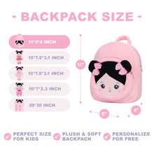 Load image into Gallery viewer, Personalized Black Hair Pink Plush Baby Girl Backpack