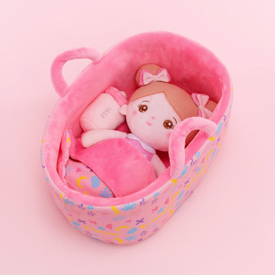 Personalized Abby Pink Girl Doll + Cloth Basket Gift Set