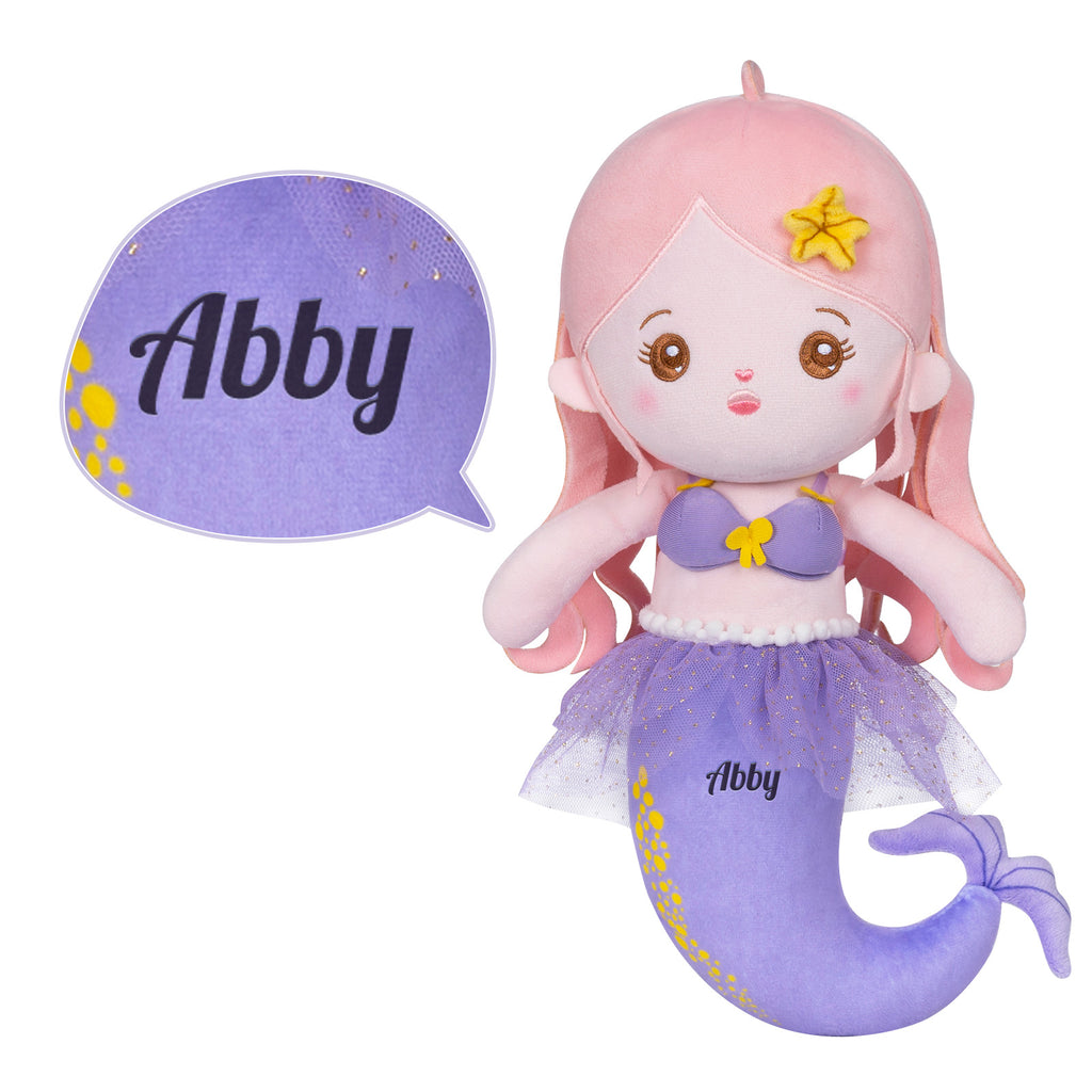 Personalized 15 Inch Mermaid Plush Girl Doll - Purple & Blue