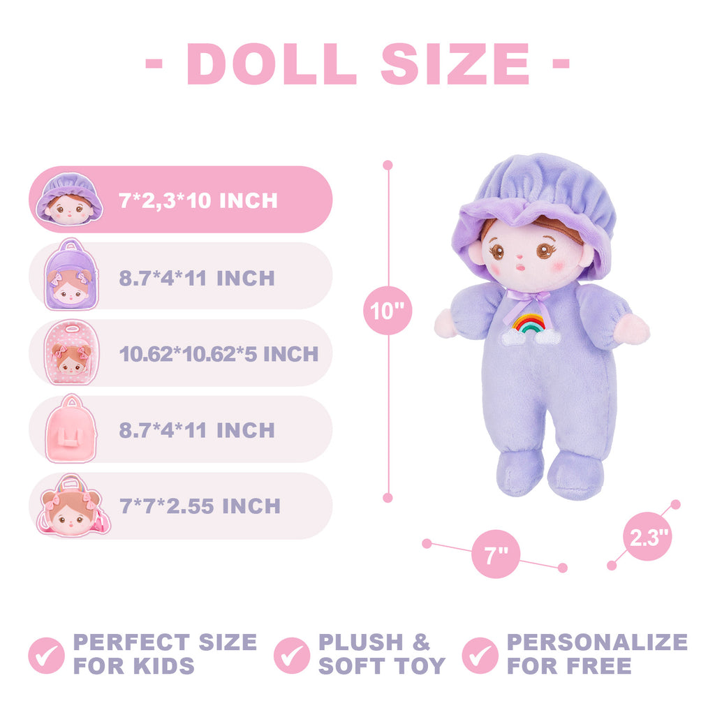 Personalized Purple Mini Plush Baby Girl Doll & Gift Set