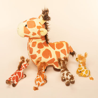 Giraffe Family Plush Toy Set With 4 Baby Giraffes