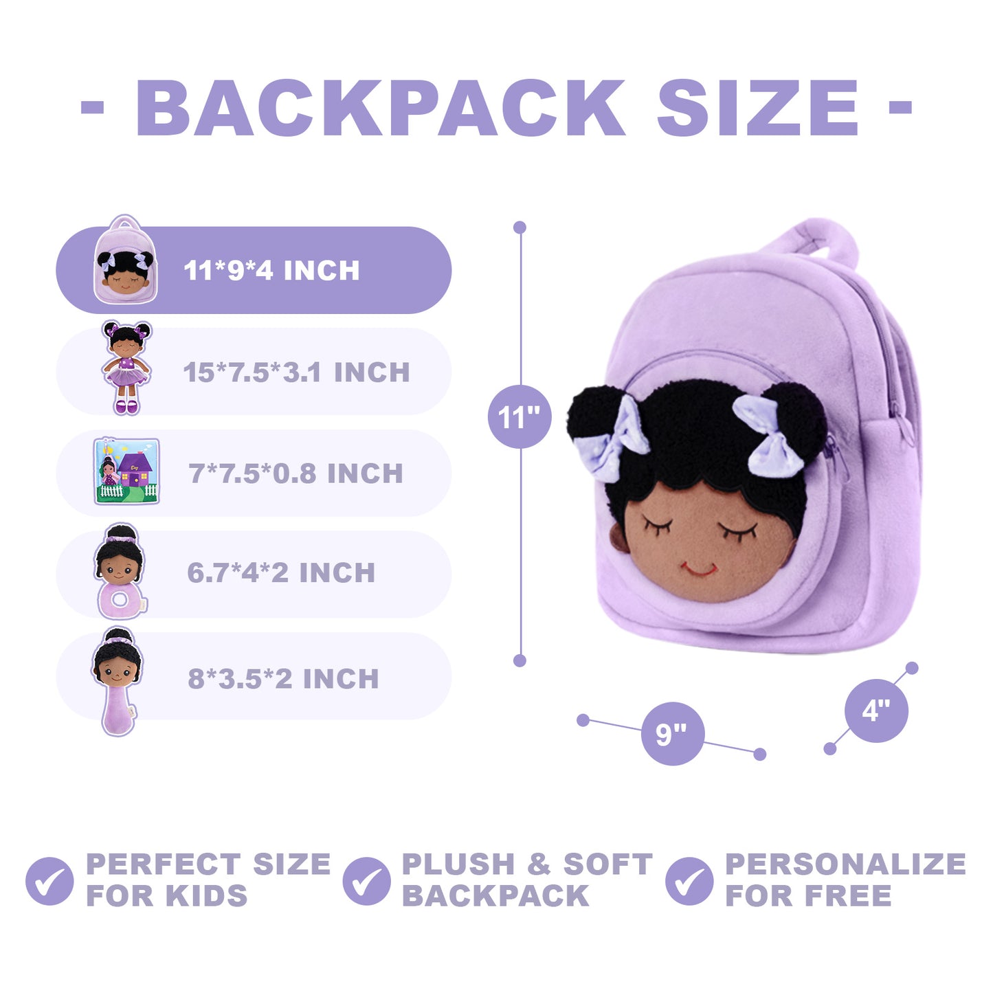 Personalized Deep Skin Tone Pink Dora Backpack