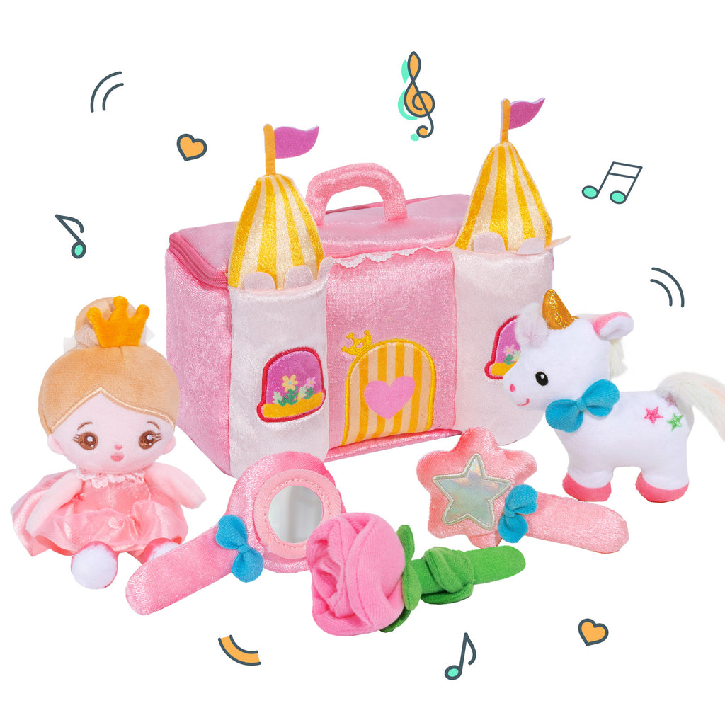 Personalized Baby's First Princess Castle Sensory Toy Plush Playset