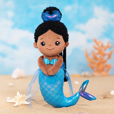 Personalized 15 Inch Mermaid Plush Girl Doll - Blue
