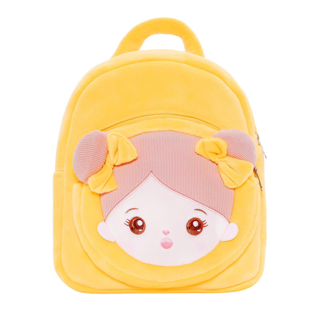 Personalized Yellow Open Eyes Plush Baby Girl Backpack