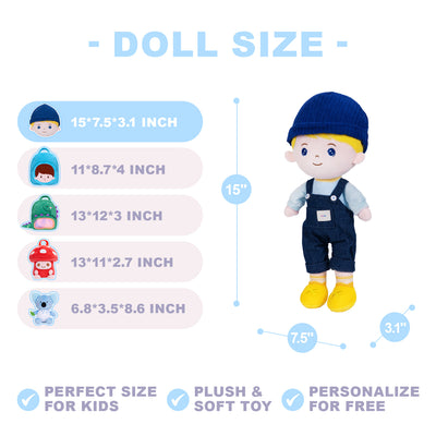 Personalized Blonde & Blue Eyes Boy Doll