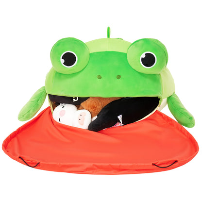 Frog Shaped Toy Storage Bag with Tongue Sticking Out Play Mat