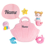 Personalized Baby's First Mermaid Shell Bag Sensory Toy Plush Playset