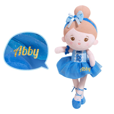 Personalized Ballerina Princess Plush Doll - Blue & Pink